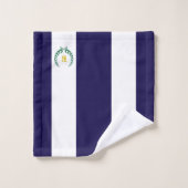 Laurel & monogram op marineblauw & witte streep bad handdoek (Wasdoekje)