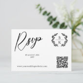 Laurel Monogram QR Code RSVP Online (Staand voorkant)