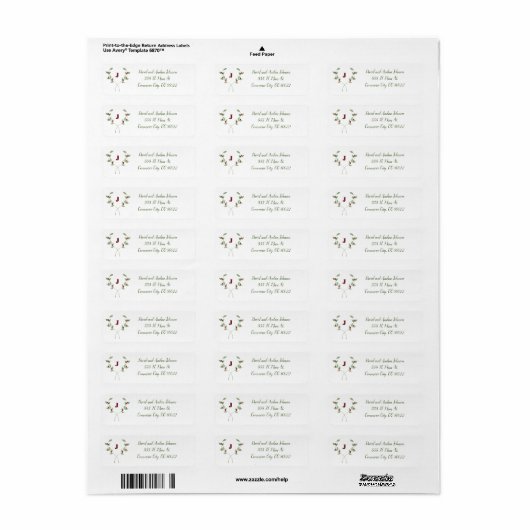 Laurel Monogram Waterverf Return Address Label (Full Sheet)