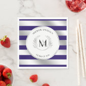 Laurel Monogrammed Zilver en Blauw Afstudeerder Pa Servet (Insitu)