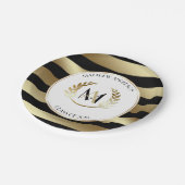 Laurel Monogrammed Zwart en Goud Afstudeerfeest Papieren Bordje (Gekanteld)