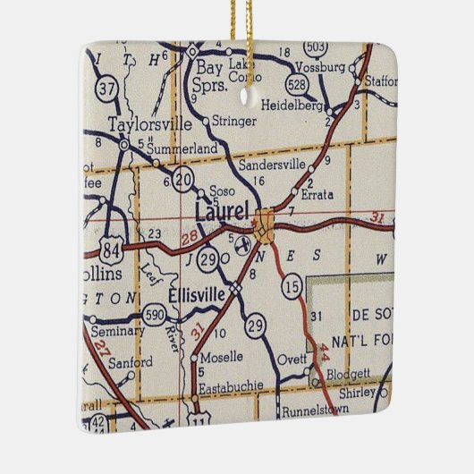 Laurel MS Map Keramisch Ornament (Rechts)