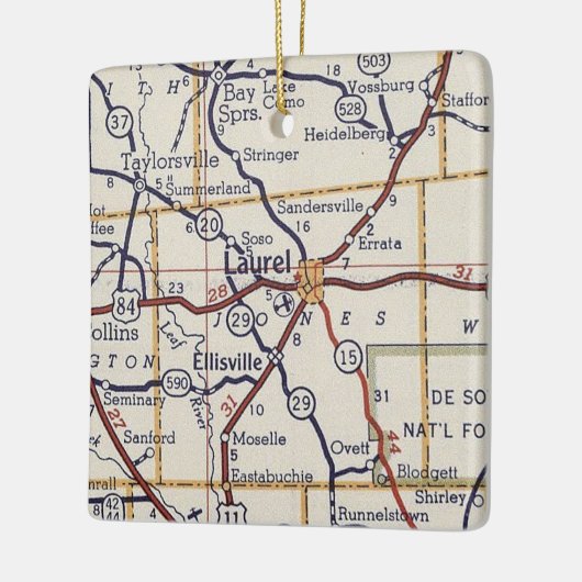 Laurel MS Map Keramisch Ornament (Links)