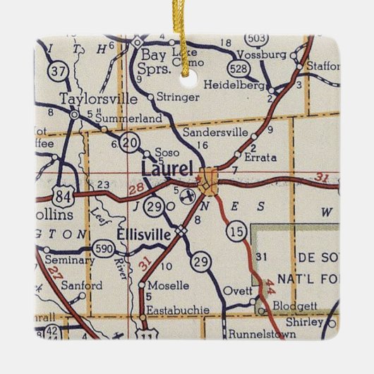 Laurel MS Map Keramisch Ornament (Voorkant)