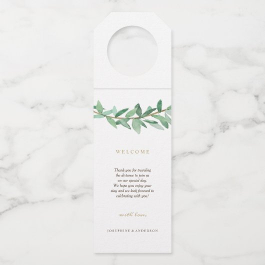 Laurel Olive Branch Welcome Bottle Hanger (Voorkant)