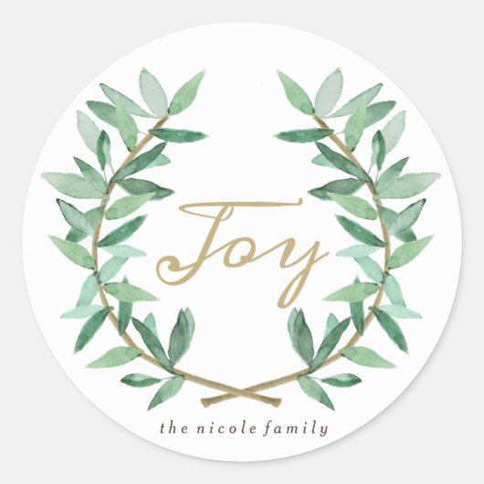 Laurel Olive Leaf Ronde Sticker (Voorkant)