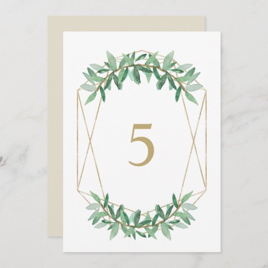Laurel Olive Leaf Tafelnummer Kaarten (Voorkant / Achterkant)