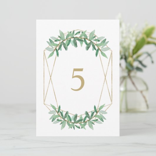 Laurel Olive Leaf Tafelnummer Kaarten (Staand voorkant)