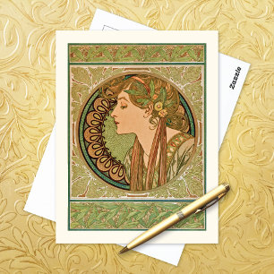 Laurel  Portrait Alphonse Mucha Briefkaart