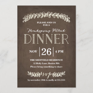 Laurel Potluck Dinner Chalkboard   Thanksgiving Kaart