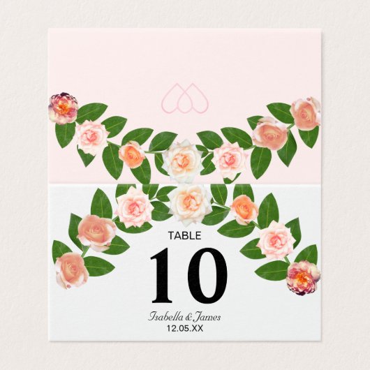Laurel & Roos Flowers Wedding Fold Table Kaart (Buitenkant ongevouwen)