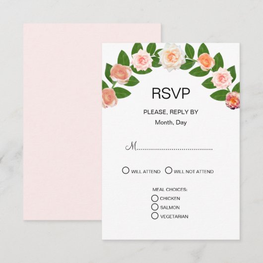 Laurel & Roos Flowers Wedding RSVP Kaartje (Voorkant / Achterkant)