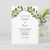 Laurel & Rose Bloemen Bruiloft Kaart (Staand voorkant)