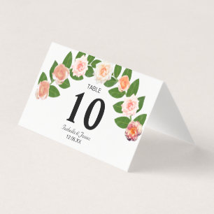 Laurel & Rose Bloemen Huwelijk Vouw Tafelkaart Kaart