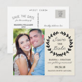 Laurel Save the Date Foto Briefkaart / Crème (Voorkant / Achterkant)