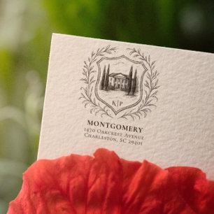 Laurel Shield Estate   Retouradres bruiloft Rubberstempel