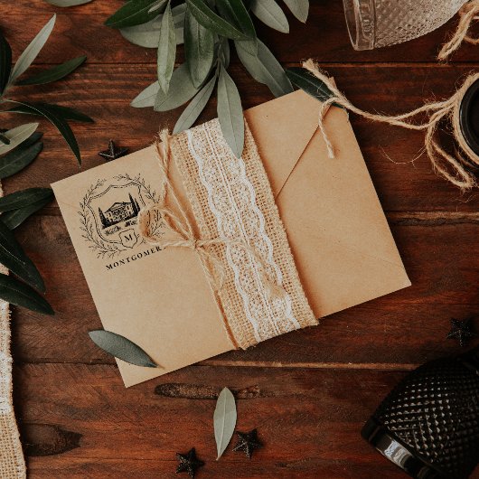 Laurel Shield Estate | Trouwmonogram Rubberstempel