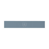 Laurel Stofblauw Monogram Trouwring Uitnodigingen Wikkel (Vlak)