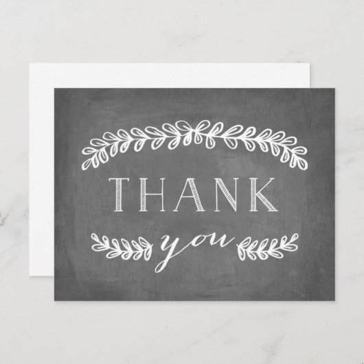 Laurel White Flat Bedankt Post Kaart Krijtbord (Voorkant / Achterkant)
