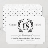 Laurel WreatBlack & White NonphotoSave the Date Save The Date (Voorkant / Achterkant)