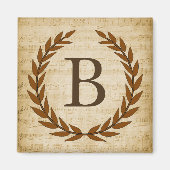 Laurel Wreatblad Music Monogram Initiaal B Magneet (Voorkant)