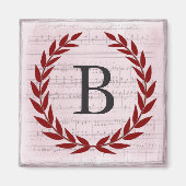 Laurel Wreatblad Music Monogram Initiaal B Magneet (Voorkant)