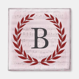 Laurel Wreatblad Music Monogram Initiaal B Magneet