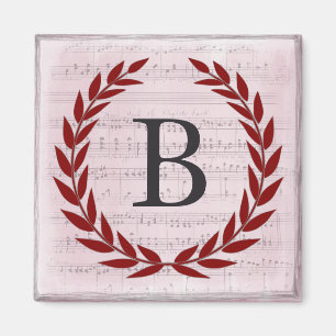 Laurel Wreatblad Music Monogram Initiaal B Magneet