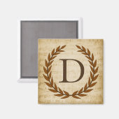 Laurel Wreatblad Music Monogram Initiaal D Magneet (Voorkant / Achterkant)