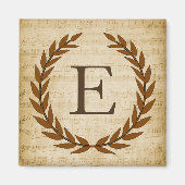 Laurel Wreatblad Music Monogram Initiaal E Magneet (Voorkant)