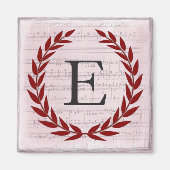 Laurel Wreatblad Music Monogram Initiaal E Magneet (Voorkant)