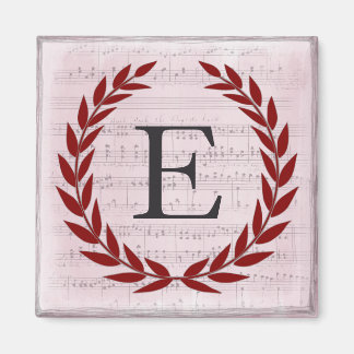 Laurel Wreatblad Music Monogram Initiaal E Magneet