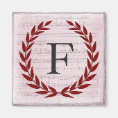 Laurel Wreatblad Music Monogram Initiaal F Magneet (Voorkant)
