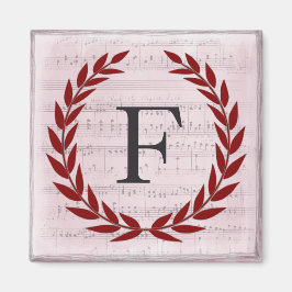 Laurel Wreatblad Music Monogram Initiaal F Magneet