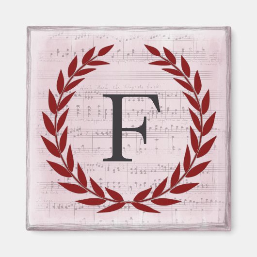 Laurel Wreatblad Music Monogram Initiaal F Magneet (Voorkant)