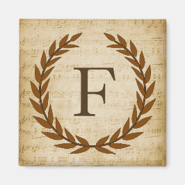 Laurel Wreatblad Music Monogram Initiaal F Magneet