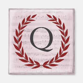 Laurel Wreatblad Music Monogram Initiaal Q Magneet