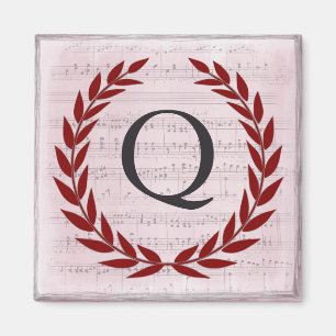 Laurel Wreatblad Music Monogram Initiaal Q Magneet