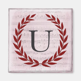 Laurel Wreatblad Music Monogram Initiaal U Magneet