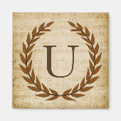 Laurel Wreatblad Music Monogram Initiaal U Magneet (Voorkant)