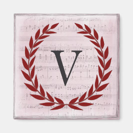 Laurel Wreatblad Music Monogram Initiaal V Magneet