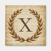 Laurel Wreatblad Music Monogram Initiaal X Magneet (Voorkant)