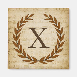 Laurel Wreatblad Music Monogram Initiaal X Magneet