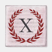 Laurel Wreatblad Music Monogram Initiaal X Magneet (Voorkant)