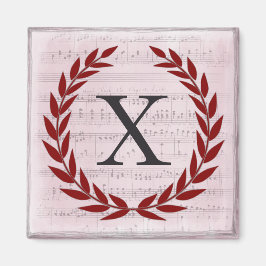 Laurel Wreatblad Music Monogram Initiaal X Magneet