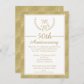 Laurel Wreath 50th Wedding Jubileum Uitnodiging (Voorkant / Achterkant)