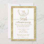 Laurel Wreath 50th Wedding Jubileum Uitnodiging (Voorkant)