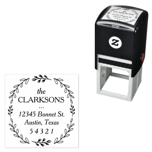 Laurel Wreath Address Stamp Zelfinktende Stempel (In situ)