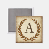 Laurel Wreath Aged Papyrus Initiaal A Magneet (Voorkant / Achterkant)