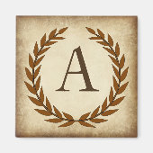 Laurel Wreath Aged Papyrus Initiaal A Magneet (Voorkant)